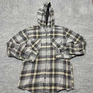 Burnside Shirt Mens Large Plaid Hooded Flannel Button Up Long Sleeve Casual